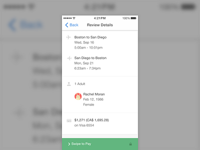 Review Details confirmation details ios payment review sketch swipe