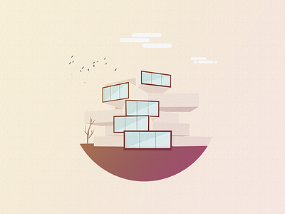 Super Modern But A Lil' Bit Retro Houses 3d circle cube design dimension flat illustration retro texture vector