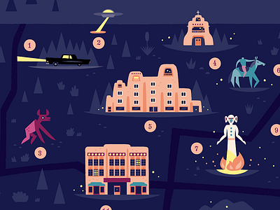 Horrors of Northern New Mexico graphic design halloween icon icon design illustration map map design monsters new mexico