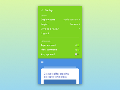 DailyUI 007 Settings 007 card dailyui news setting settings