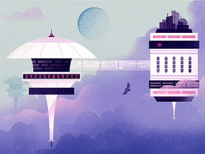 Cloud City architecture city cloud eagle illustration sky space tech tower