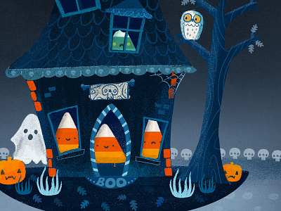 Candy House - No rest the wicked candy corn character donuts halloween illustration monster table of terror