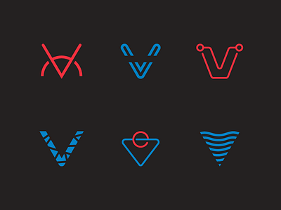 V-Monogram Exploration branding design laser logo p perspective point simple v vantage