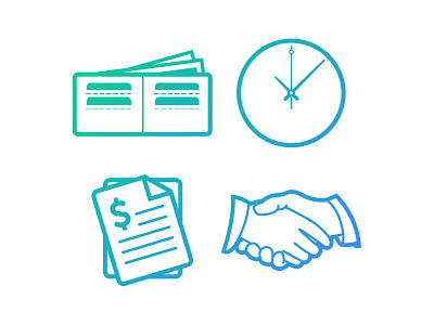 Business Illustrations art blue business clock drawing green handshake icon icons illustration money wallet