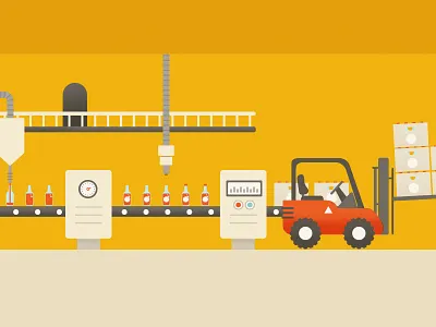 Juice factory factory illustrator juice line packaging vector