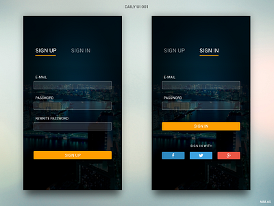Daily UI 001 001 dailyui nb8 singin singup ui ux
