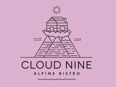 Cloud Nine Alpine Bistro alpine aspen bistro cabin cloud colorado illustration mountains sun