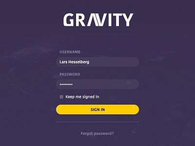 Gravity - Sign-in 001 dailyui gravity login sign in signin