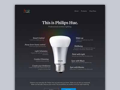 Philips Hue Landing landing philips hue website