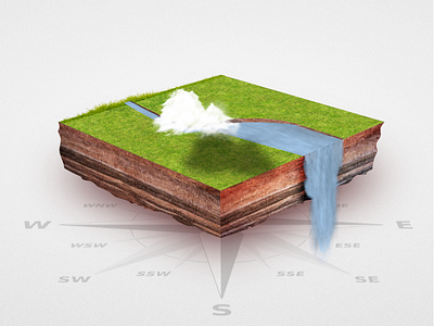 From a stream to a river (created in Sketch) floating island river stream