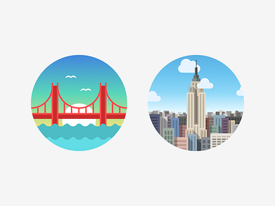 City Icons (Part 1) blue graphics green icon icons illustration new york red san francisco white yellow