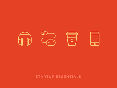 Startup Essentials coffee headphones icons iphone mobile mouse music outline starbucks start up startup telephone