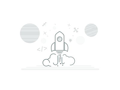 Space Illustration code idea illustration landing page planets rocket space stars startup