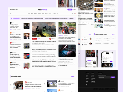 MakNews - News Landing Page app design graphic design landing page news news app news landing page ui user