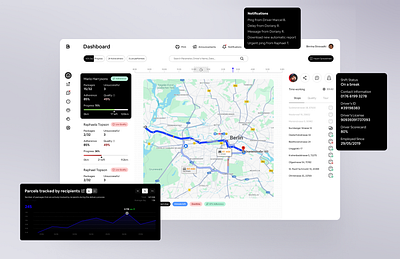 Logistic Dashboard - Project for Bettermile analytics dashboard delivery driver driving logistic map web