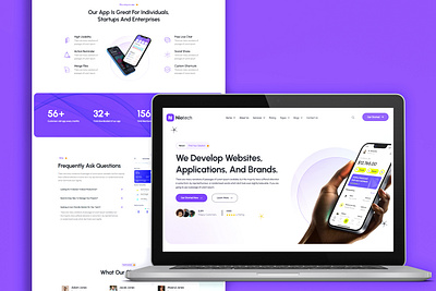 SaaS Landing Page Design in figma custom figma landing page logo purple saas ui ui design ui ux ux design web app website