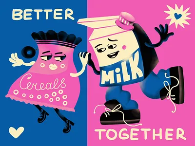 Tasty Valentine Couples: Milk and Cereals animation characters cute design design studio digital art digital illustration food graphic design illustration illustration art illustrations illustrator love marketing motion graphics romantic valentine valentines day visual storytelling