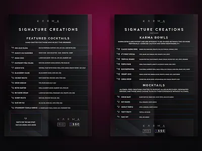 Karma Boise - Brand Launch Menu Design branding graphic design