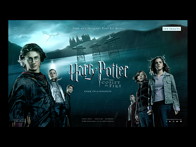 Harry Potter and the goblet of fire : Website Design app design daniel radcliffe entertainment website harry potter harry potter fan art harry potter website jk rowling movie design movie website promotional concept promotional design ui movie warner bro web concept webdesign