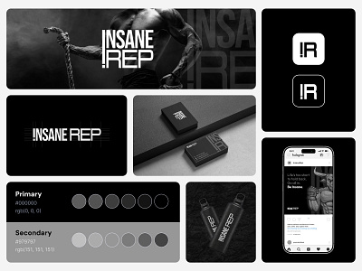 INSANE_REP Brand Identity, Logo design branding fitness graphic design gym logo logo design protein sports supplement typography visual identity