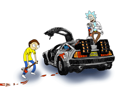 Rick and Morty vs. the DeLorean illustration rick and morty