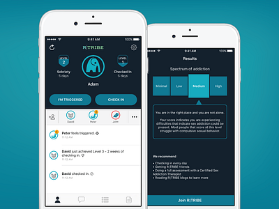 Recovery app addiction app feed flat ios iphone mobile recovery sexual tribe ui ux