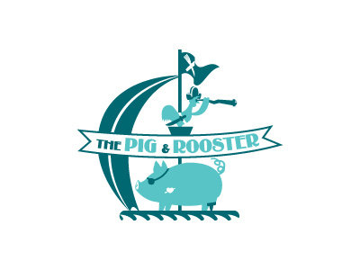 The Pig And The Rooster Logo adventure children pig pirate rooster story