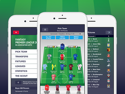 Fantasy Premier League App 2015/16 app fantasy fixtures football game ios league pitch premier soccer ui ux