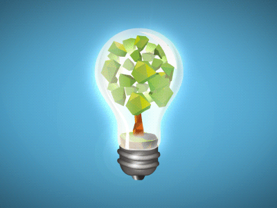 Tree bulb concept eco glass green growing light low low poly polygon tree