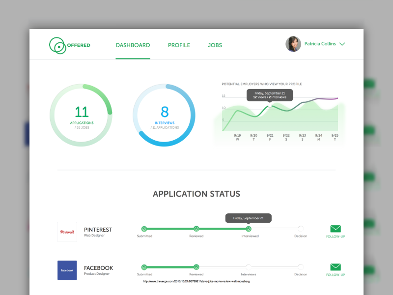 Job Seeker Dashboard dashboard job hunter job hunting