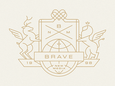Brave New Media banner crest deer globe lion