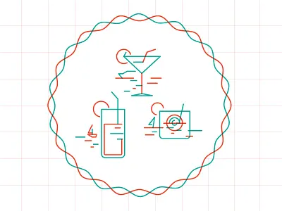 drinks by the beach and things beach drinks illustrator line line art margarita summer sunrise sunset vacation whiskey wreath