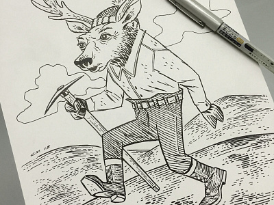 Elk Hiker alternative comics cartoon elk hiker hiking illustration inking