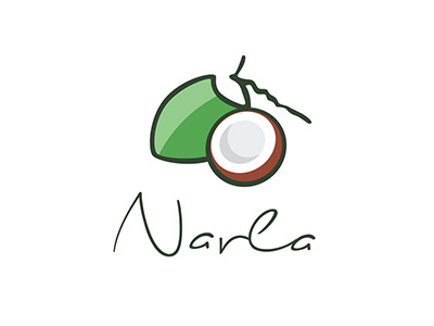 Logo brown coconut font green handwriting nature tender tree water