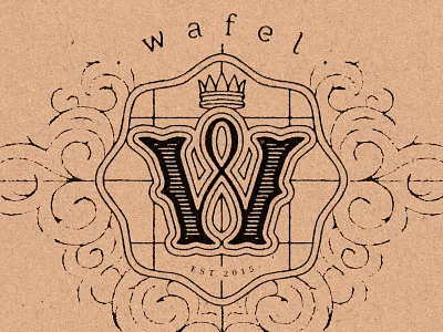 Wafel Logo Mock-up crown fancy filigree logo mockup stamp wafel waffle