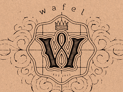 Wafel Logo Mock-up crown fancy filigree logo mockup stamp wafel waffle