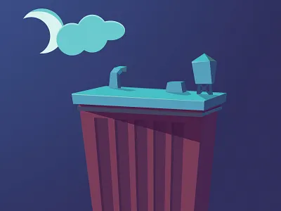 Vector City at Nightv2 city game illustration level low poly lowpoly night vector