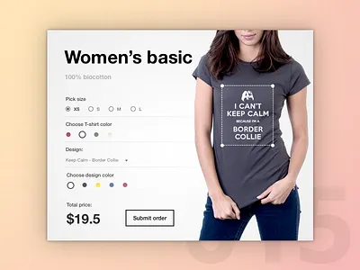 Day 15 - T-shirt Creator 100 day challenge challenge dailyui design fashion helvetica minimal t shirt ui user interface