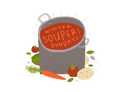 Winter Souper Sundays illustration lettering soup vegetables