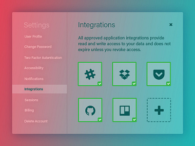 Settings 007 dailyui integration settings settings settings card settings ui ui web