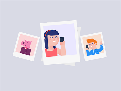 Time to take a selfie! cute dog illustration kids man picture pictures polaroid selfie woman