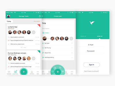 Project management app (samples) dashboard date management more priority profile project signin signup tasks ui