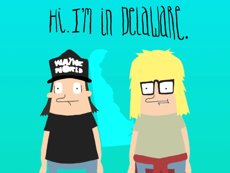 States GIF 06 - Delaware. 90s delaware excellent garth gif illustration party on party time states wayne campbell waynes world