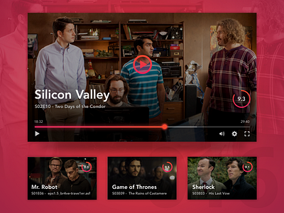 Day 16 - Video Player 100 day challenge challenge dailyui design game of thrones mr. robot player sherlock silicon valley ui user interface video