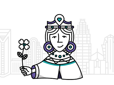 Long live the Queen (City) charlotte dogwood illustration lines north carolina queen city skyline
