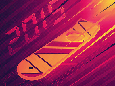 Hoverboard II 2015 80 bttf color doc hoverboard illustation vector