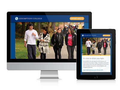 Assumption College Landing Page college higher ed landing page responsive university web web design