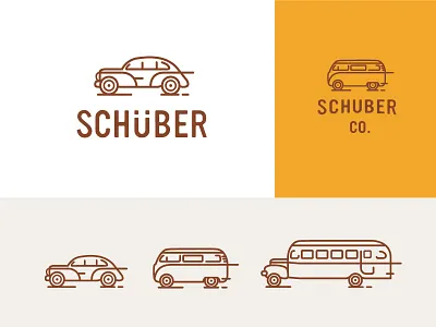 Schuber branding bus car german identity illustrations logo vintage volkswagen