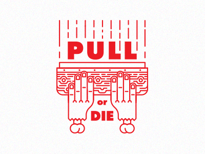 Push Or Pull blue red screen printing yang ying