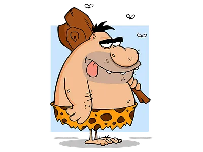Caveman With Club cartoon caveman character club design graphics hittoon humor illustration mascot prehistoric vector